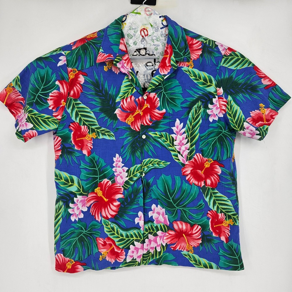 Vintage‎ Kalaheo Shirt Mens Large Hawaiian Button Up Floral AOP Short Sleeve